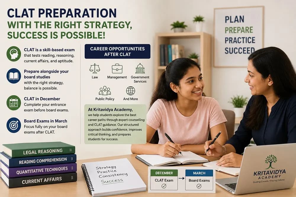 Class 11-12 students preparing for CLAT and board exams